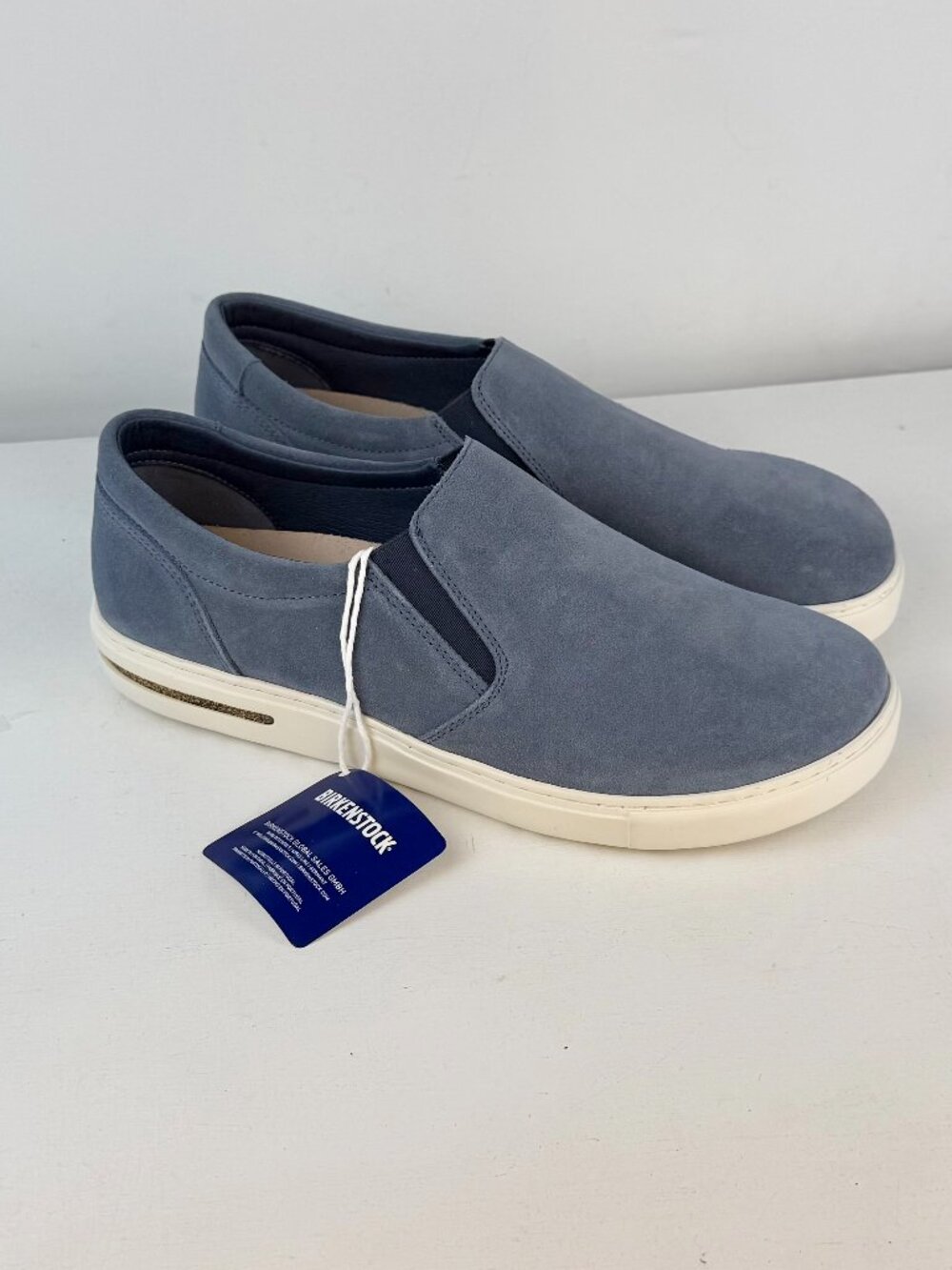 Men's 9, Women's 11 - Birkenstock Oswego Blue Suede Slip-On Sneaker